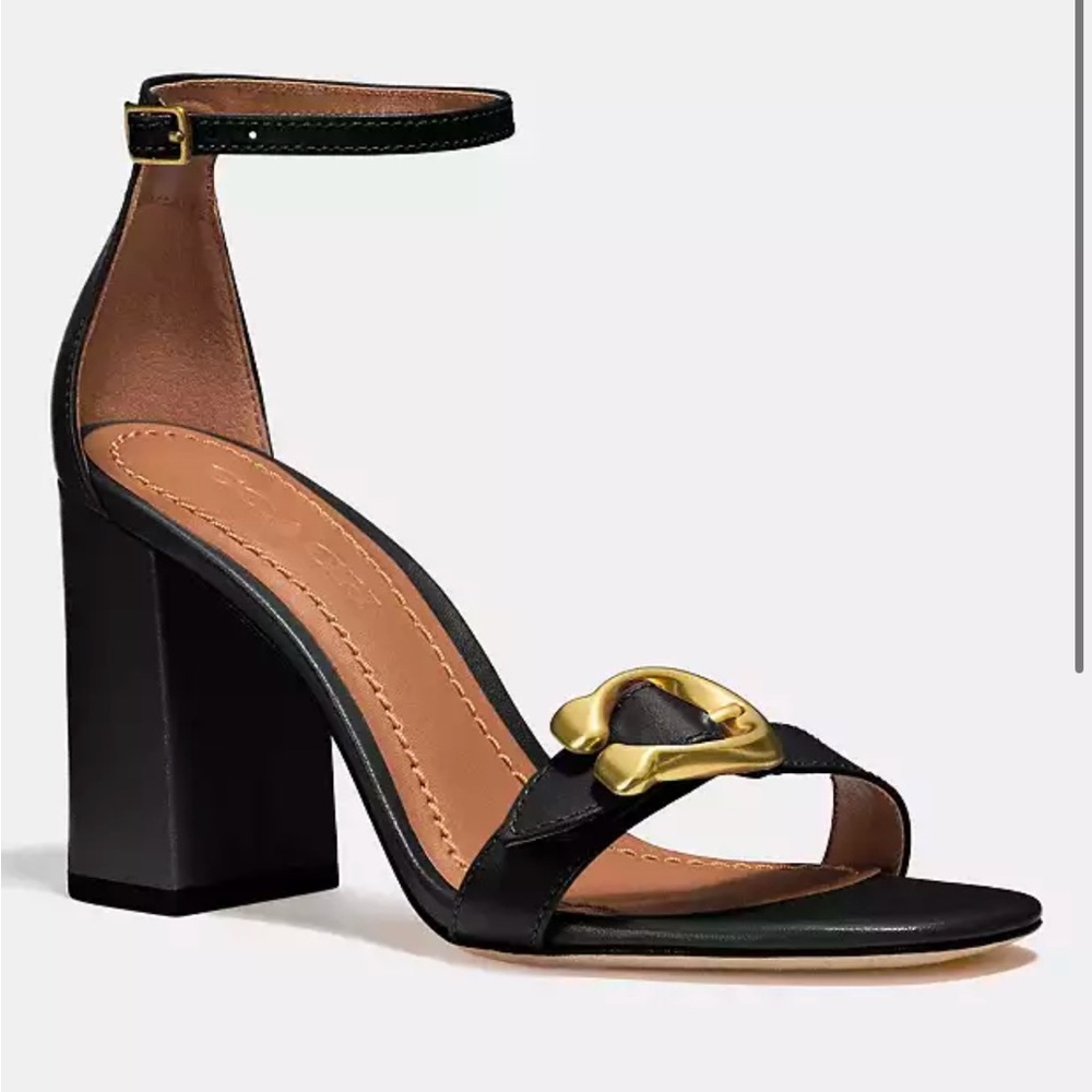 Coach Black Ankle Strap Heels